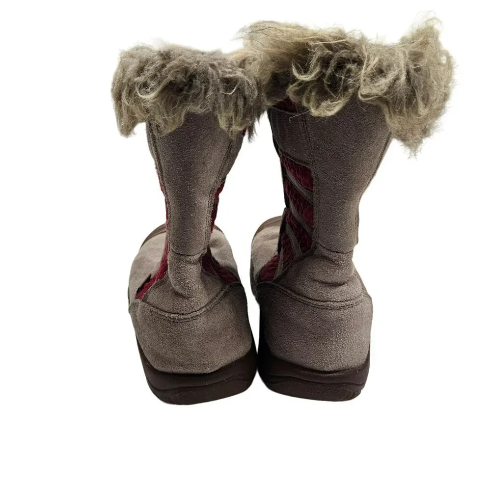 KEEN Kids Insulated Winter Boots Waterproof Slip on Pink‎ Brown
